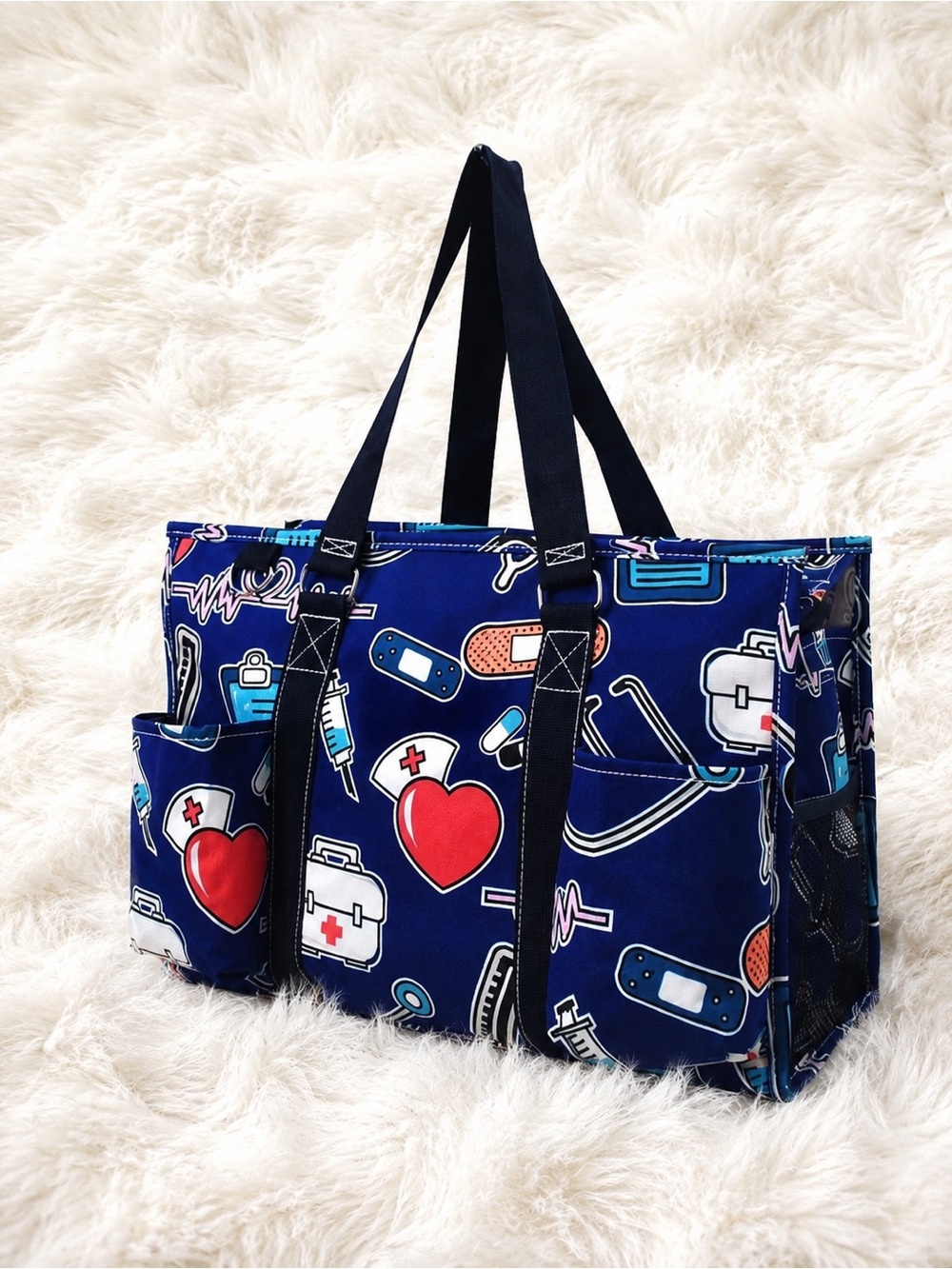 Navy nurses Print Utility Tote with Hearts